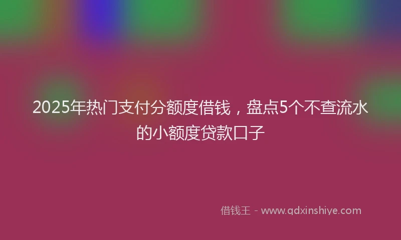 2025年热门支付分额度借钱，盘点5个不查流水的小额度贷款口子