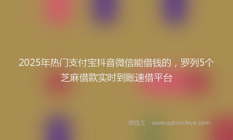 2025年热门支付宝抖音微信能借钱的，罗列5个芝麻借款实时到账速借平台