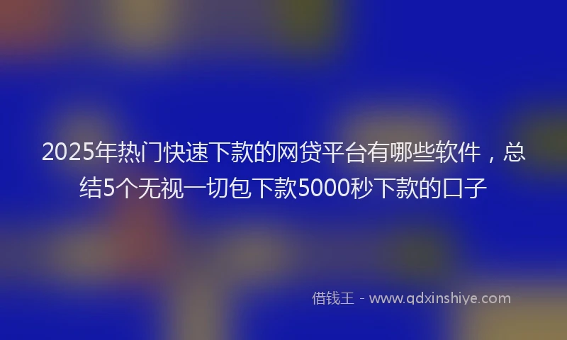 2025年热门快速下款的网贷平台有哪些软件，总结5个无视一切包下款5000秒下款的口子