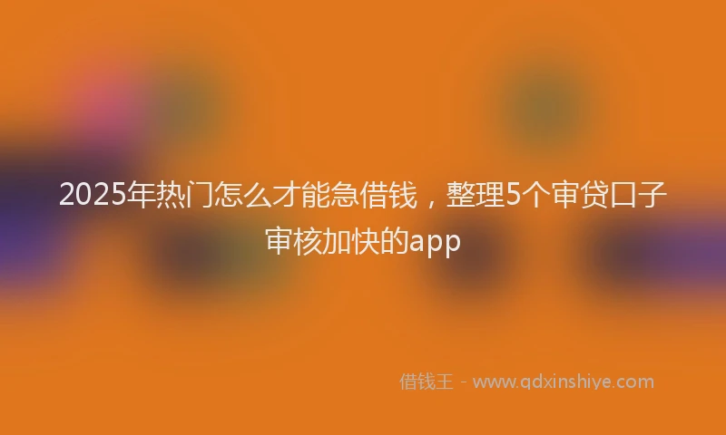 2025年热门怎么才能急借钱，整理5个审贷口子审核加快的app