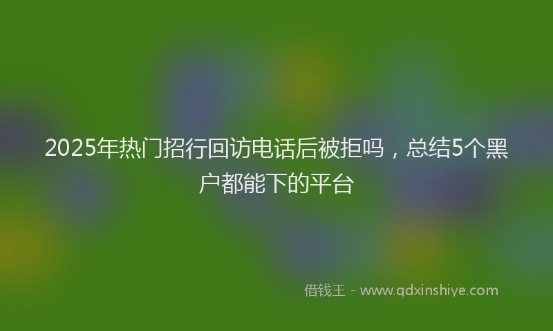 2025年热门招行回访电话后被拒吗，总结5个黑户都能下的平台