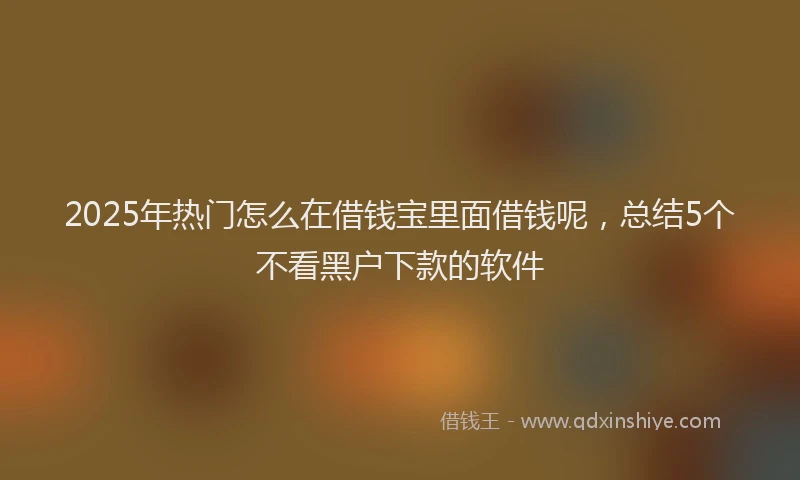 2025年热门怎么在借钱宝里面借钱呢，总结5个不看黑户下款的软件