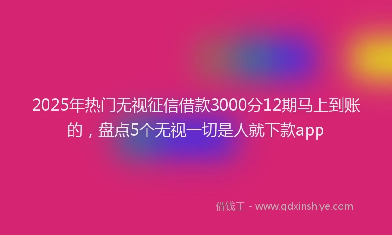 2025年热门无视征信借款3000分12期马上到账的，盘点5个无视一切是人就下款app