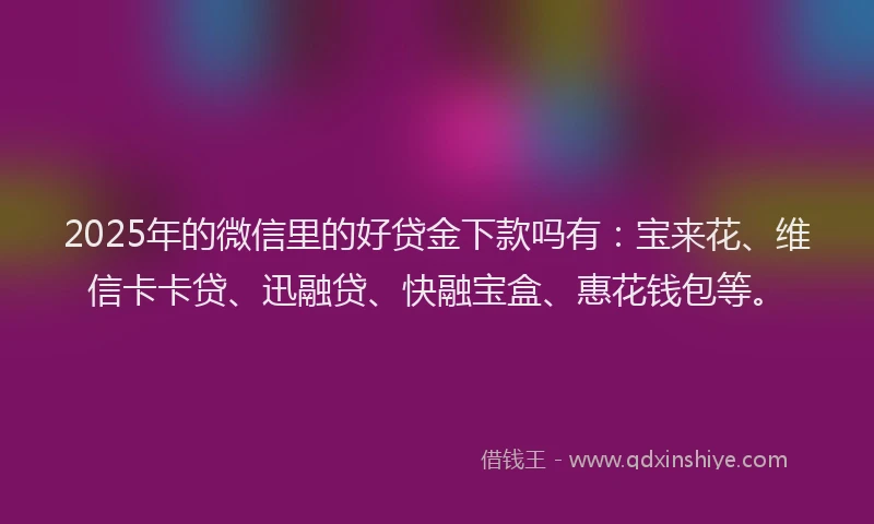 2025年的微信里的好贷金下款吗有：宝来花、维信卡卡贷、迅融贷、快融宝盒、惠花钱包等。