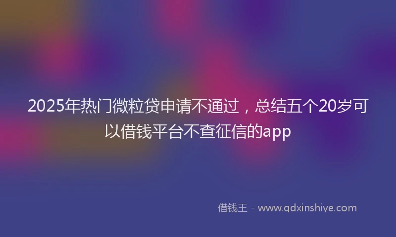 2025年热门微粒贷申请不通过，总结五个20岁可以借钱平台不查征信的app