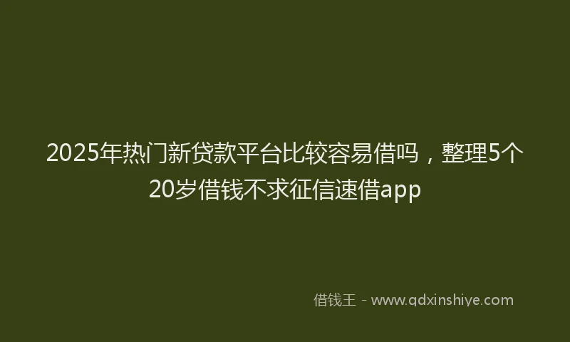 2025年热门新贷款平台比较容易借吗，整理5个20岁借钱不求征信速借app