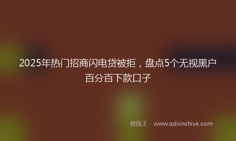 2025年热门招商闪电贷被拒，盘点5个无视黑户百分百下款口子