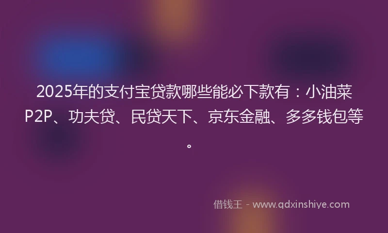 2025年的支付宝贷款哪些能必下款有：小油菜P2P、功夫贷、民贷天下、京东金融、多多钱包等。