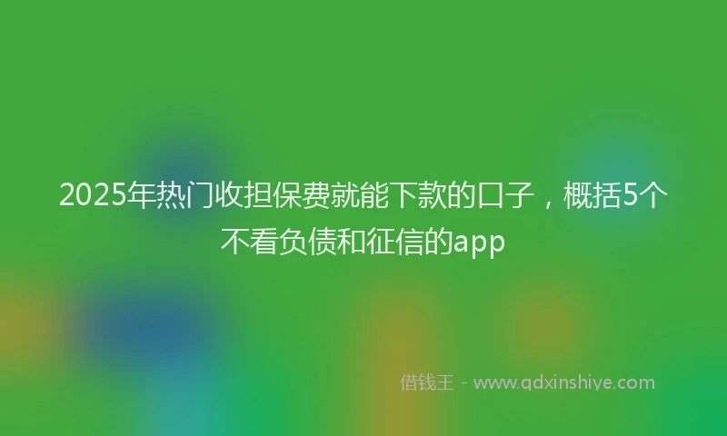2025年热门收担保费就能下款的口子，概括5个不看负债和征信的app