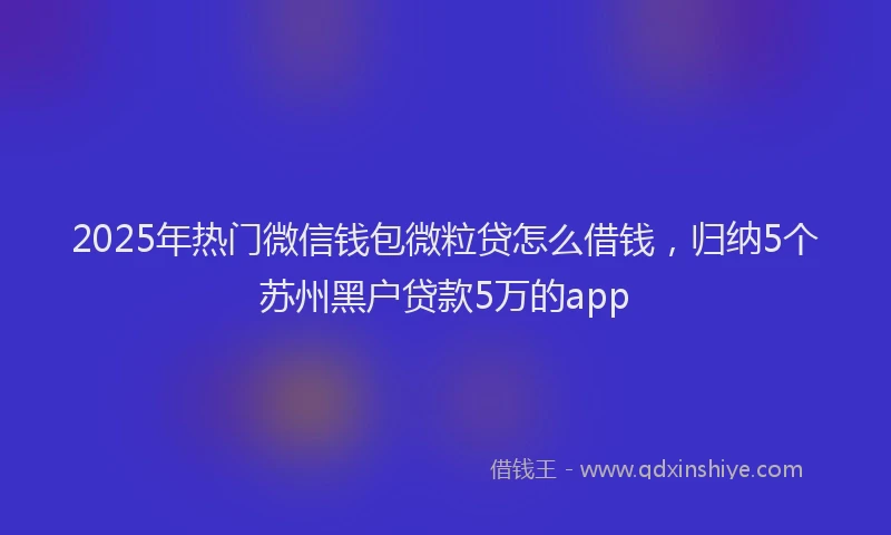 2025年热门微信钱包微粒贷怎么借钱，归纳5个苏州黑户贷款5万的app
