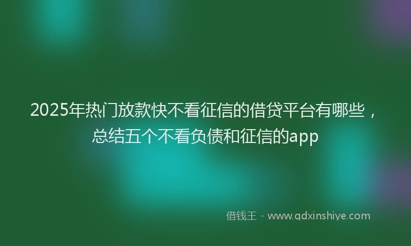 2025年热门放款快不看征信的借贷平台有哪些，总结五个不看负债和征信的app