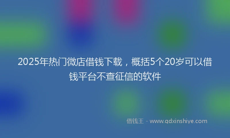 2025年热门微店借钱下载，概括5个20岁可以借钱平台不查征信的软件