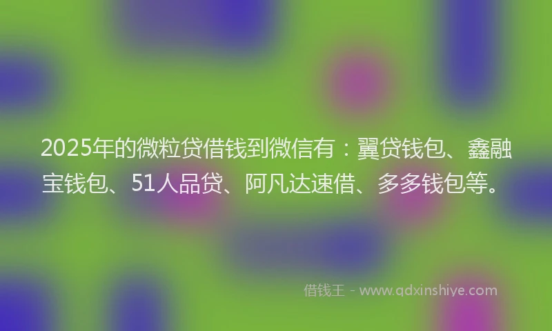 2025年的微粒贷借钱到微信有：翼贷钱包、鑫融宝钱包、51人品贷、阿凡达速借、多多钱包等。