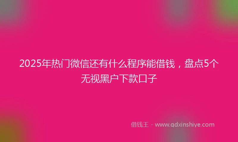2025年热门微信还有什么程序能借钱，盘点5个无视黑户下款口子
