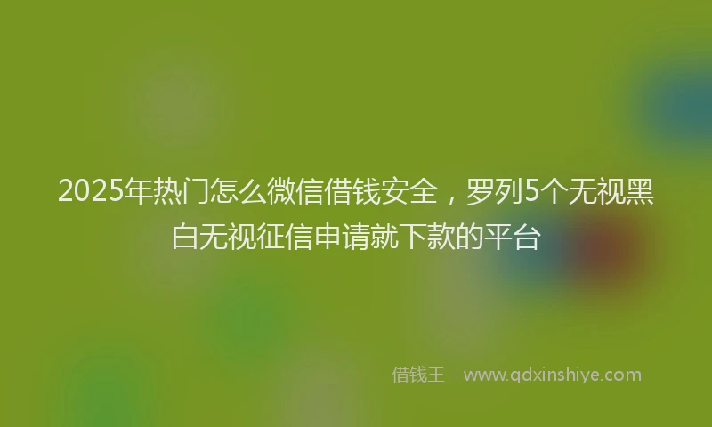 2025年热门怎么微信借钱安全，罗列5个无视黑白无视征信申请就下款的平台