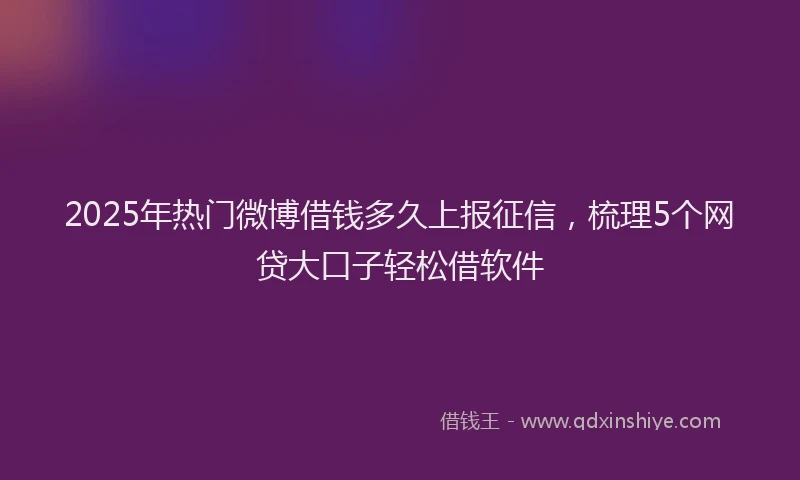2025年热门微博借钱多久上报征信，梳理5个网贷大口子轻松借软件