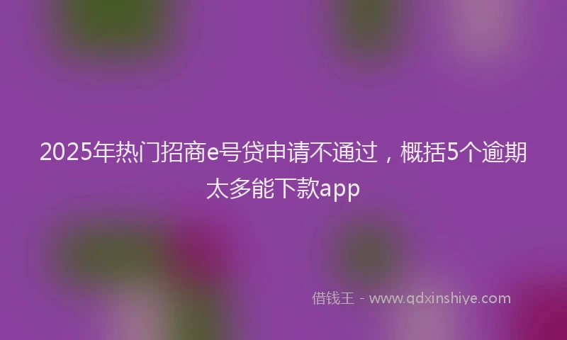 2025年热门招商e号贷申请不通过，概括5个逾期太多能下款app