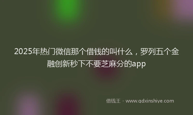 2025年热门微信那个借钱的叫什么，罗列五个金融创新秒下不要芝麻分的app