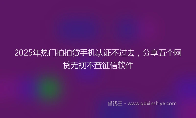 2025年热门拍拍贷手机认证不过去，分享五个网贷无视不查征信软件