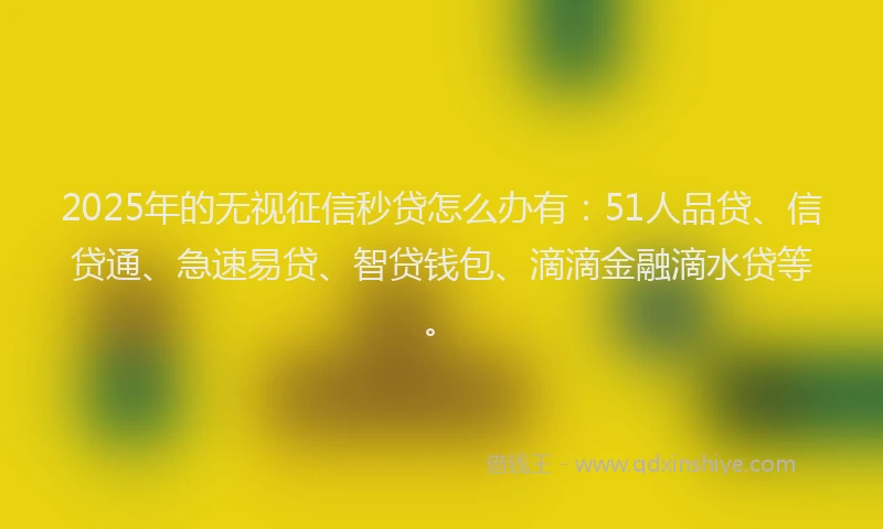 2025年的无视征信秒贷怎么办有：51人品贷、信贷通、急速易贷、智贷钱包、滴滴金融滴水贷等。