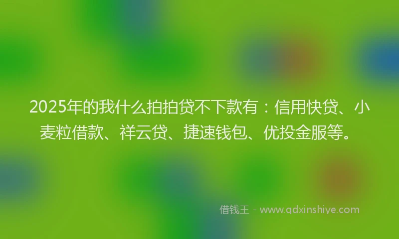 2025年的我什么拍拍贷不下款有：信用快贷、小麦粒借款、祥云贷、捷速钱包、优投金服等。