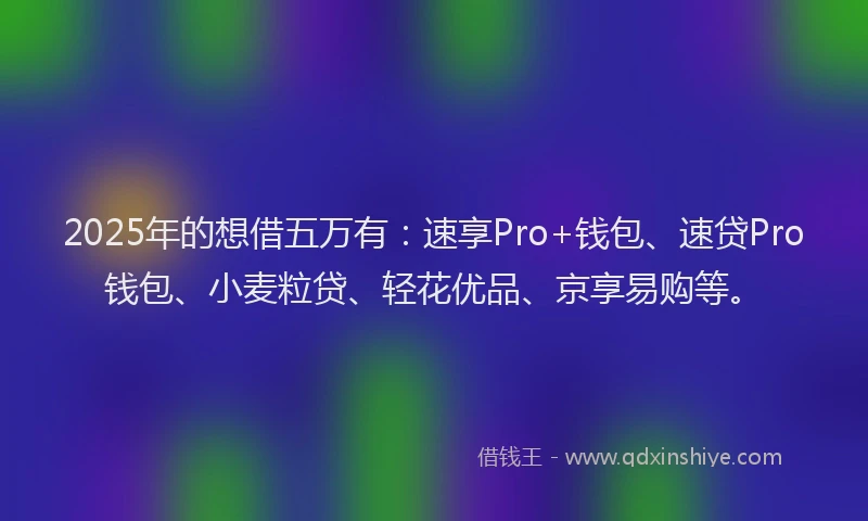2025年的想借五万有：速享Pro+钱包、速贷Pro钱包、小麦粒贷、轻花优品、京享易购等。