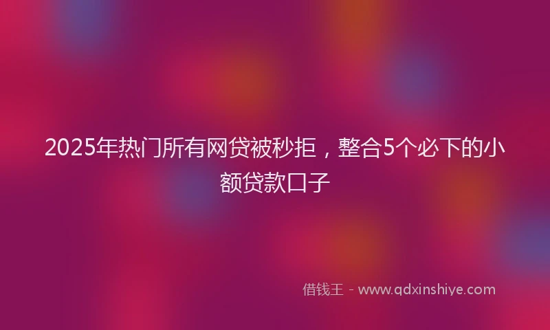 2025年热门所有网贷被秒拒，整合5个必下的小额贷款口子