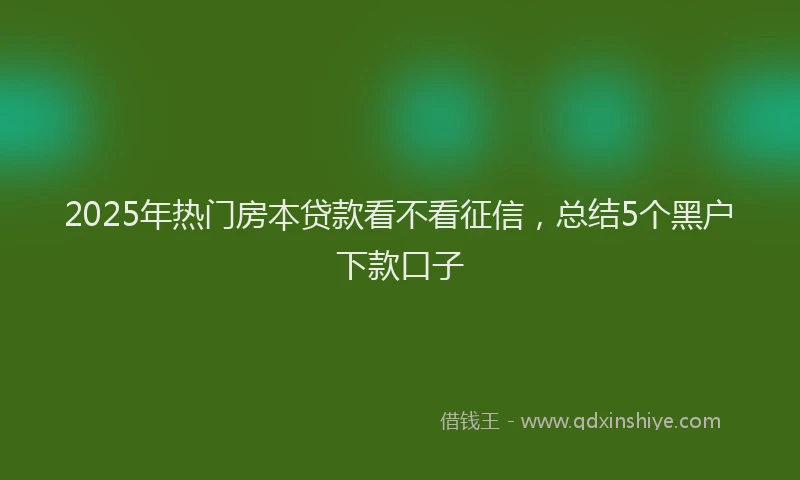 2025年热门房本贷款看不看征信，总结5个黑户下款口子