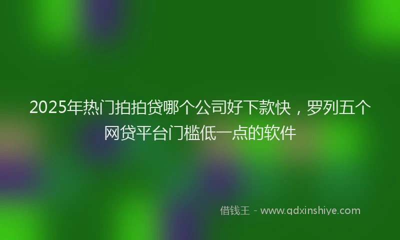 2025年热门拍拍贷哪个公司好下款快，罗列五个网贷平台门槛低一点的软件