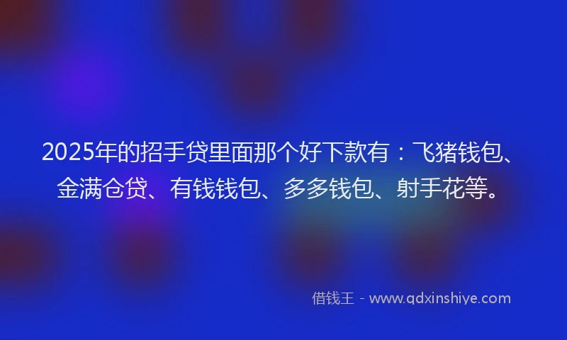 2025年的招手贷里面那个好下款有：飞猪钱包、金满仓贷、有钱钱包、多多钱包、射手花等。