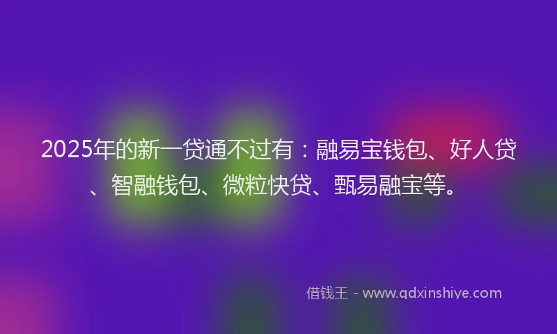 2025年的新一贷通不过有：融易宝钱包、好人贷、智融钱包、微粒快贷、甄易融宝等。