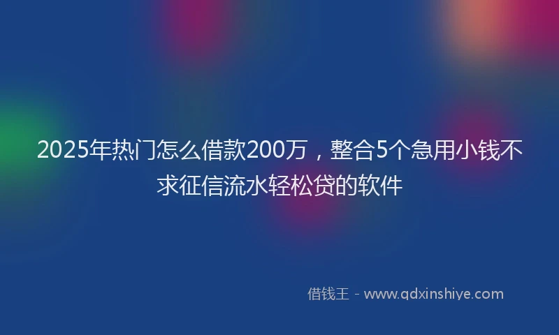 2025年热门怎么借款200万，整合5个急用小钱不求征信流水轻松贷的软件