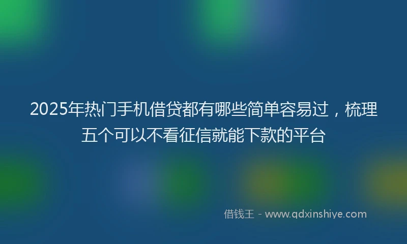 2025年热门手机借贷都有哪些简单容易过，梳理五个可以不看征信就能下款的平台