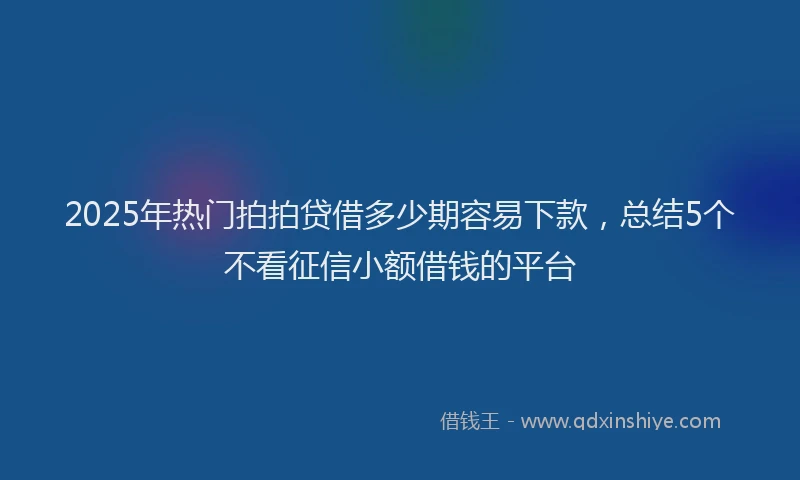 2025年热门拍拍贷借多少期容易下款，总结5个不看征信小额借钱的平台