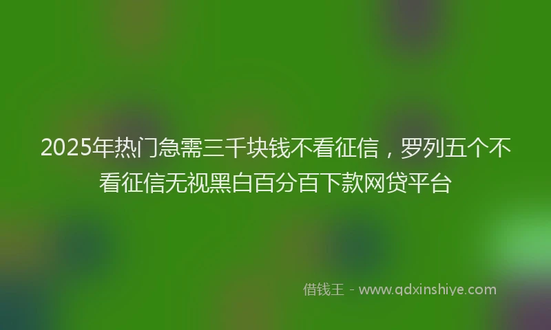 2025年热门急需三千块钱不看征信，罗列五个不看征信无视黑白百分百下款网贷平台
