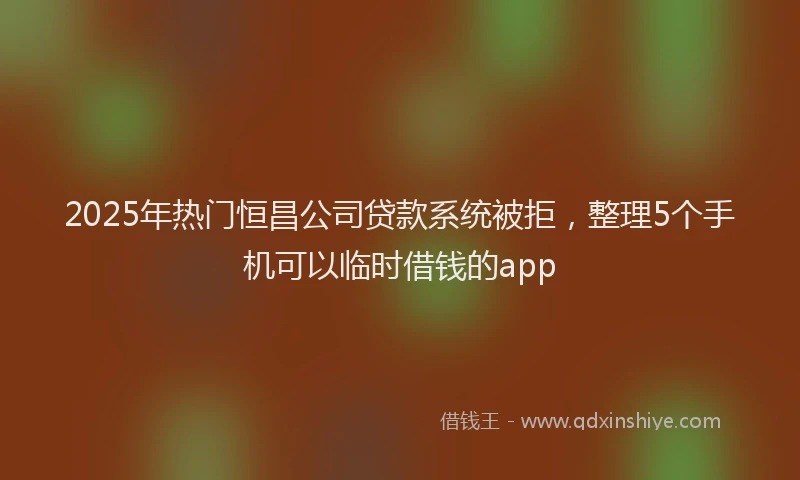 2025年热门恒昌公司贷款系统被拒，整理5个手机可以临时借钱的app