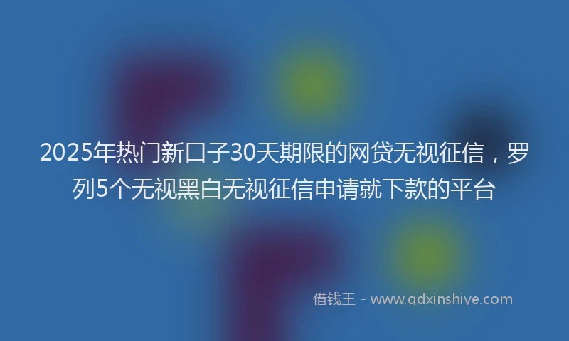 2025年热门新口子30天期限的网贷无视征信，罗列5个无视黑白无视征信申请就下款的平台