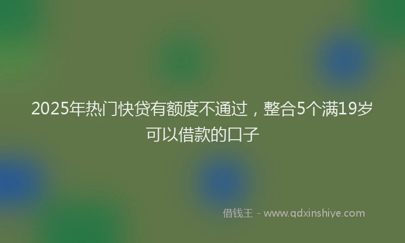 2025年热门快贷有额度不通过，整合5个满19岁可以借款的口子