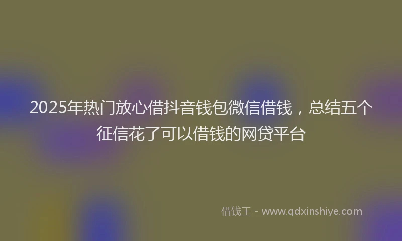 2025年热门放心借抖音钱包微信借钱，总结五个征信花了可以借钱的网贷平台