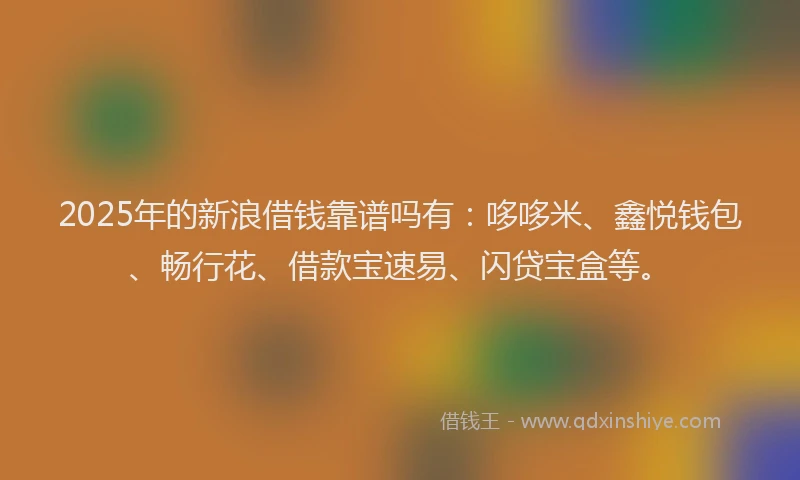 2025年的新浪借钱靠谱吗有：哆哆米、鑫悦钱包、畅行花、借款宝速易、闪贷宝盒等。