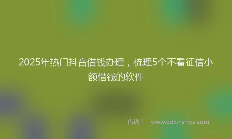 2025年热门抖音借钱办理，梳理5个不看征信小额借钱的软件