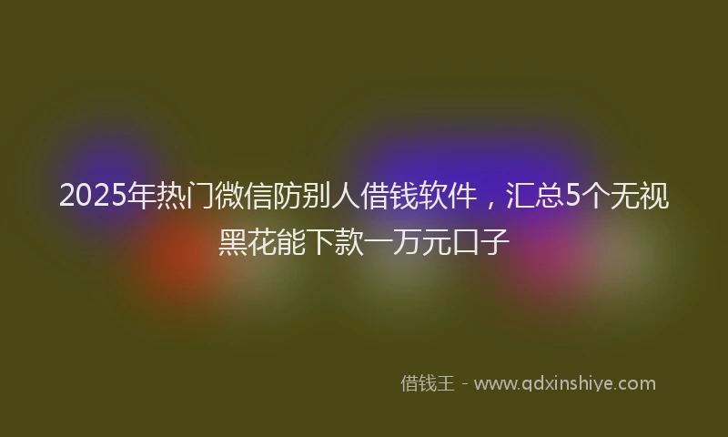 2025年热门微信防别人借钱软件，汇总5个无视黑花能下款一万元口子