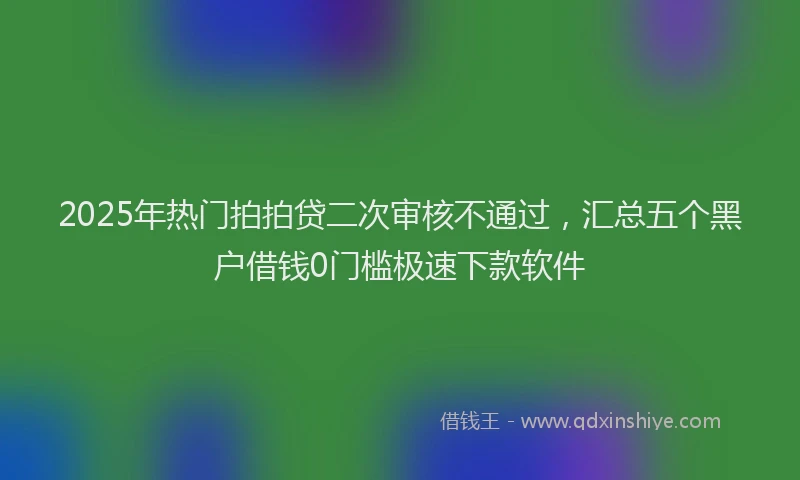 2025年热门拍拍贷二次审核不通过，汇总五个黑户借钱0门槛极速下款软件