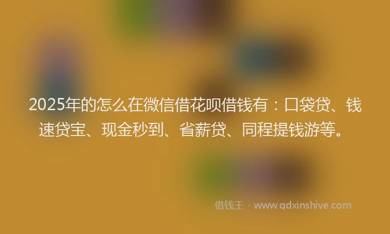 2025年的怎么在微信借花呗借钱有：口袋贷、钱速贷宝、现金秒到、省薪贷、同程提钱游等。