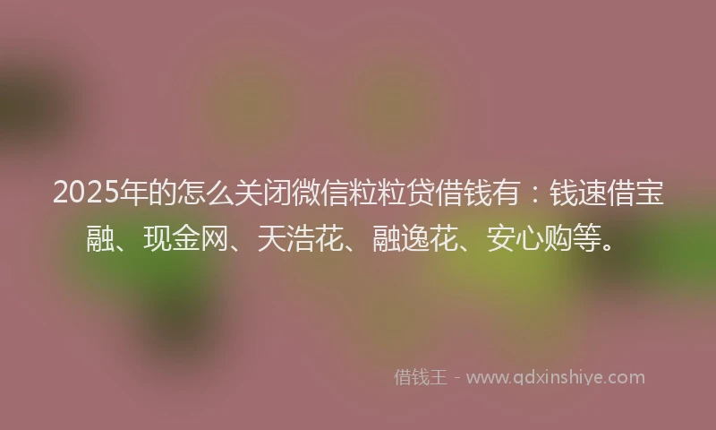 2025年的怎么关闭微信粒粒贷借钱有：钱速借宝融、现金网、天浩花、融逸花、安心购等。