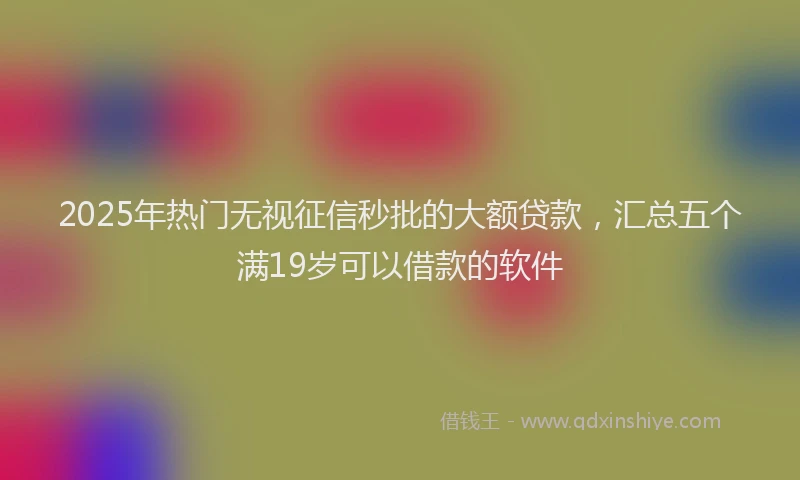 2025年热门无视征信秒批的大额贷款，汇总五个满19岁可以借款的软件