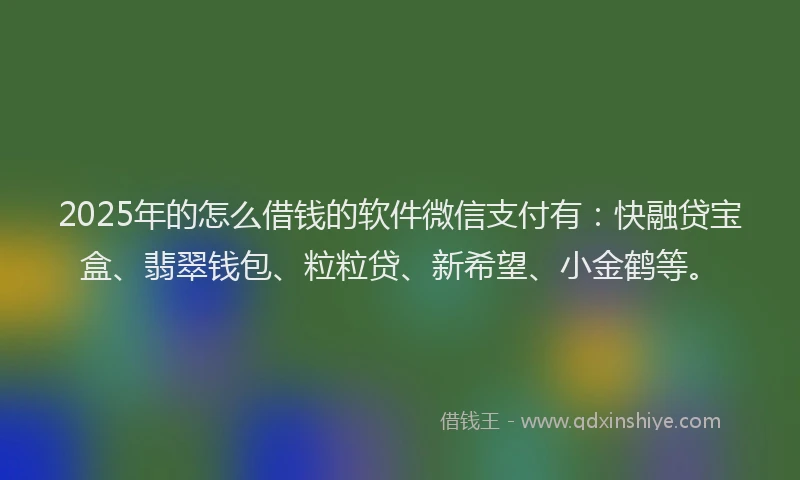 2025年的怎么借钱的软件微信支付有：快融贷宝盒、翡翠钱包、粒粒贷、新希望、小金鹤等。