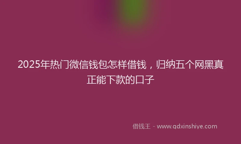 2025年热门微信钱包怎样借钱，归纳五个网黑真正能下款的口子
