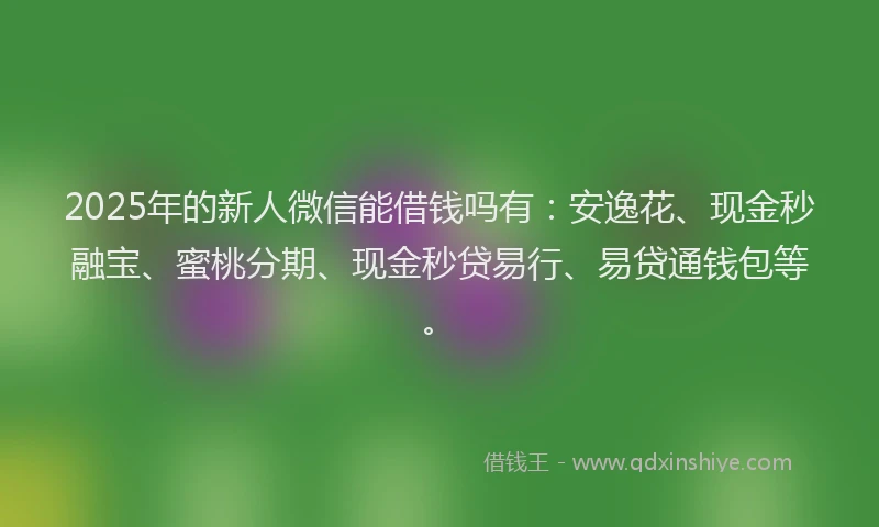 2025年的新人微信能借钱吗有：安逸花、现金秒融宝、蜜桃分期、现金秒贷易行、易贷通钱包等。