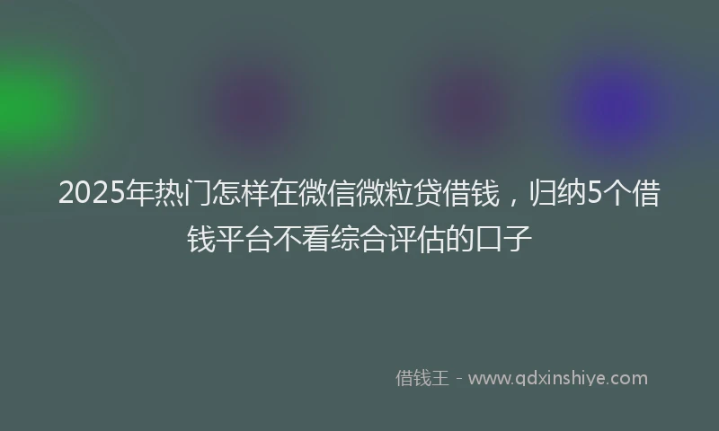 2025年热门怎样在微信微粒贷借钱，归纳5个借钱平台不看综合评估的口子